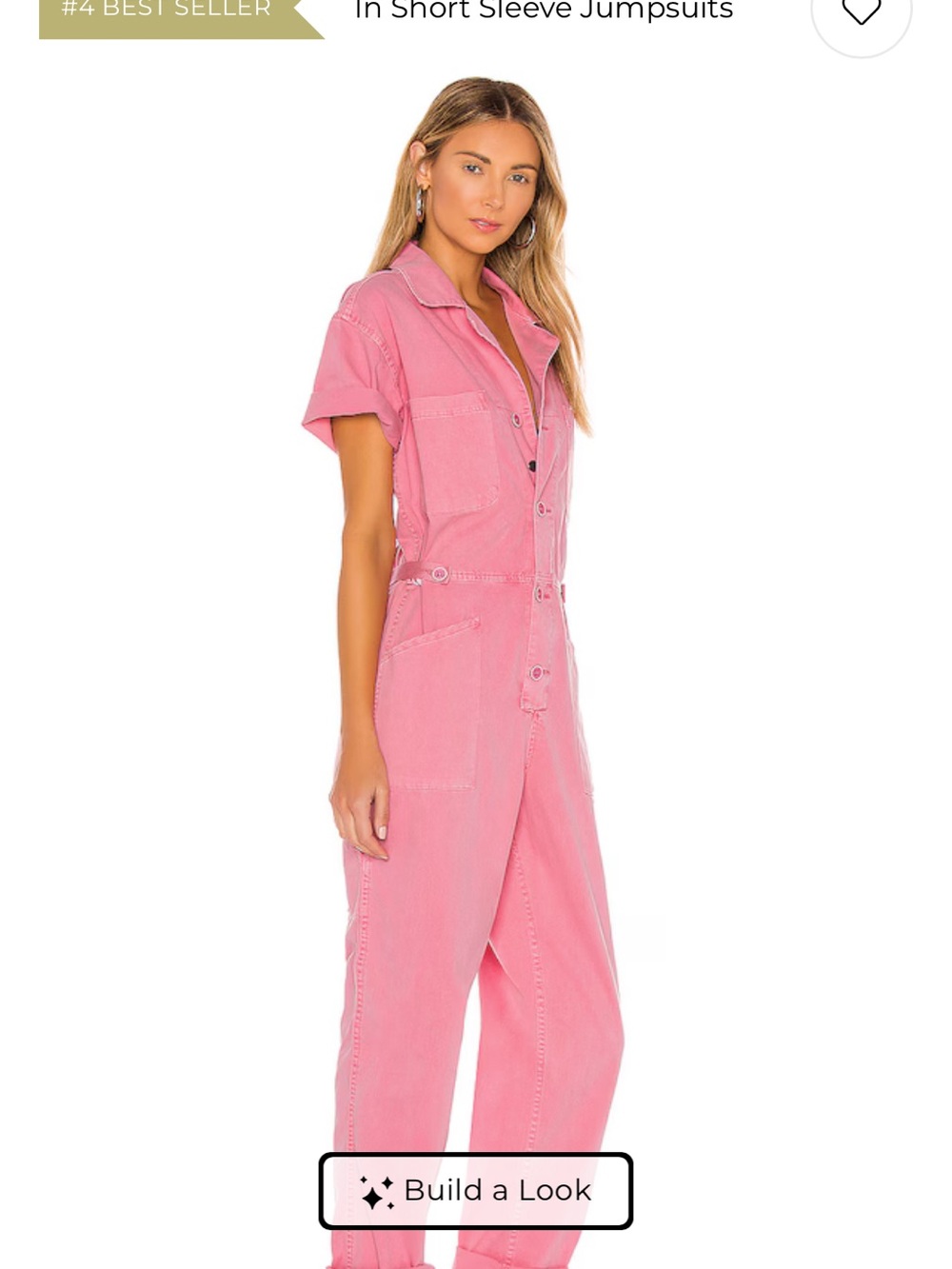Pistola Grover Jumpsuit in Flamingo Short-Sleeve Pink Utility Jumpsuit - Picture 2 of 4